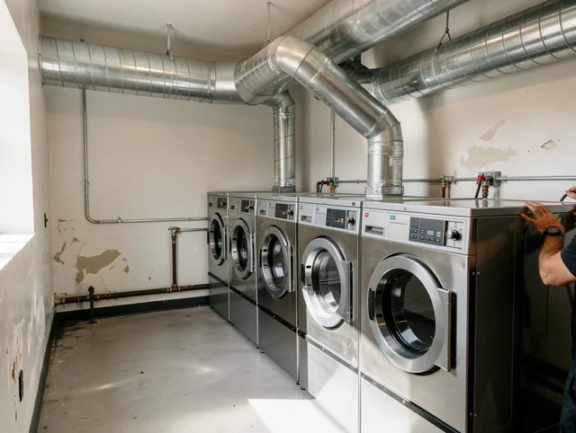 Lauderhill Dryer Vent Cleaning team performing large-scale commercial dryer vent cleaning in Lauderhill