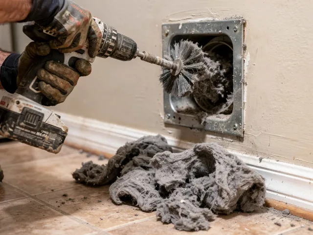 Certified Lauderhill Dryer Vent Cleaning technician performing dryer vent cleaning in Lauderhill