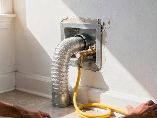 Lauderhill Dryer Vent Cleaning certified technician performing specialized gas dryer vent cleaning in Lauderhill